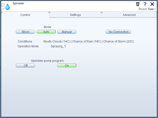 Plug-in control dialog