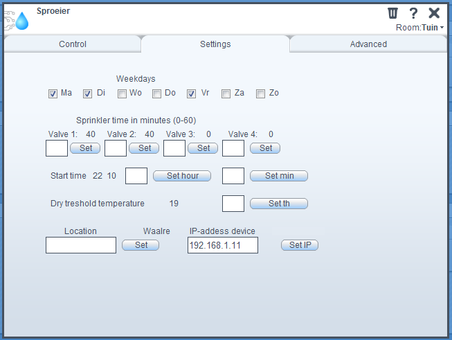 Plug-in setting dialog